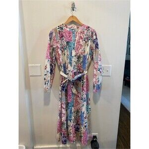 Paper Parachute Womens Patchwork Floral Midi Shirt Dress Size Small modest